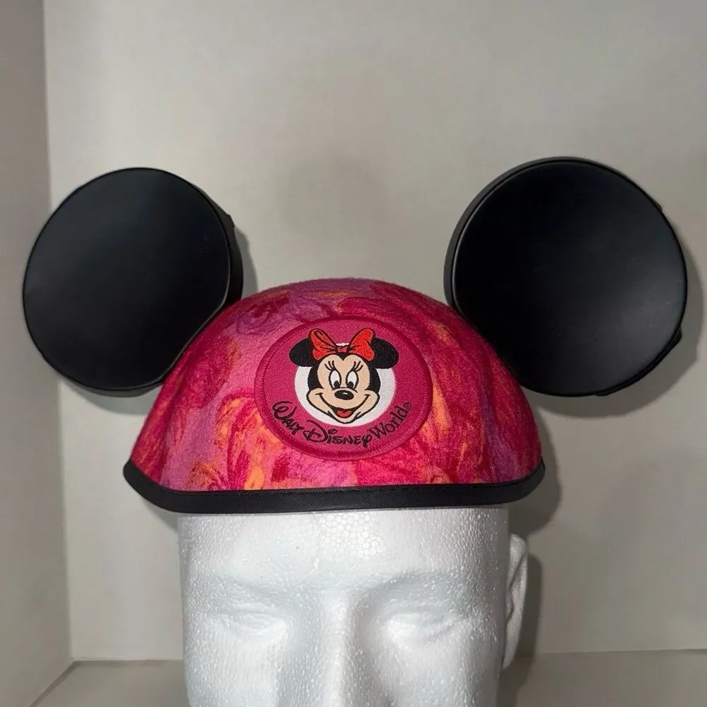 Walt Disney World EAR Hat Minnie Mouse Pink Floral Cap Adult Size